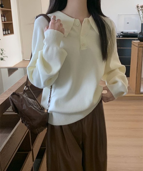 Flugge（フラッジー）の「ポロニット（ニット/セーター・レディース・アイボリー/ネイビー・MEDIUM/LARGE）」の3枚目の写真