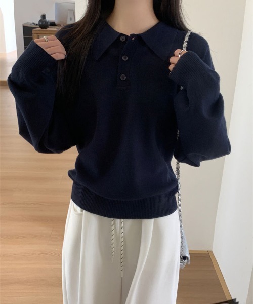 Flugge（フラッジー）の「ポロニット（ニット/セーター・レディース・アイボリー/ネイビー・MEDIUM/LARGE）」の5枚目の写真