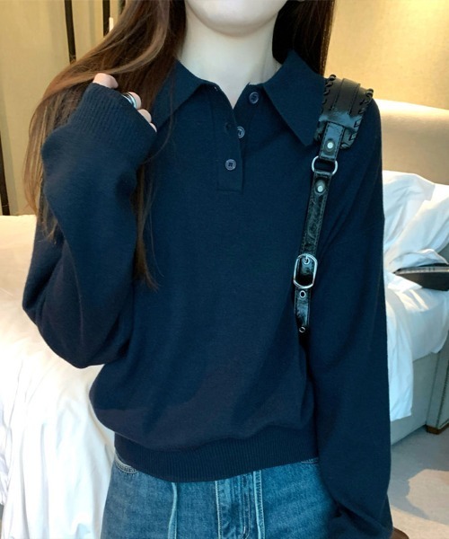 Flugge（フラッジー）の「ポロニット（ニット/セーター・レディース・アイボリー/ネイビー・MEDIUM/LARGE）」の7枚目の写真