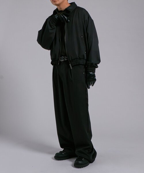 WHO'S WHO gallery（フーズフーギャラリー）の「ヘヴィトロピカル襟レザー切り替えジップブルゾン（ブルゾン・メンズ・チャコールグレー/ブラック・FREE）」の3枚目の写真