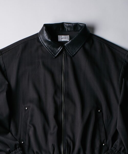 WHO'S WHO gallery（フーズフーギャラリー）の「ヘヴィトロピカル襟レザー切り替えジップブルゾン（ブルゾン・メンズ・チャコールグレー/ブラック・FREE）」の5枚目の写真