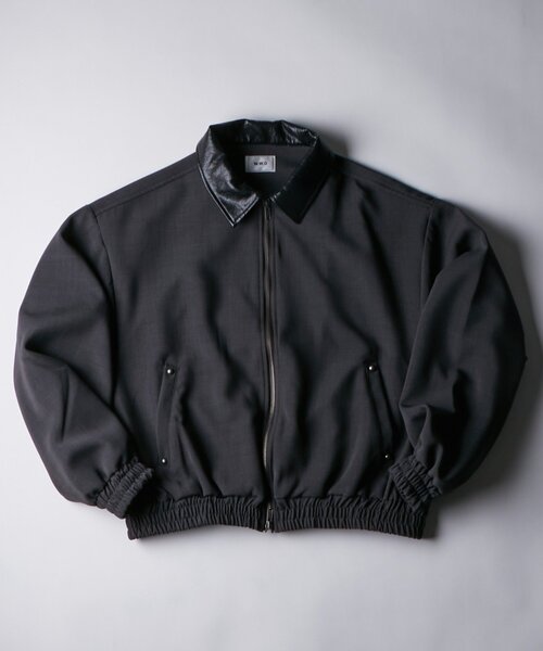 WHO'S WHO gallery（フーズフーギャラリー）の「ヘヴィトロピカル襟レザー切り替えジップブルゾン（ブルゾン・メンズ・チャコールグレー/ブラック・FREE）」の9枚目の写真