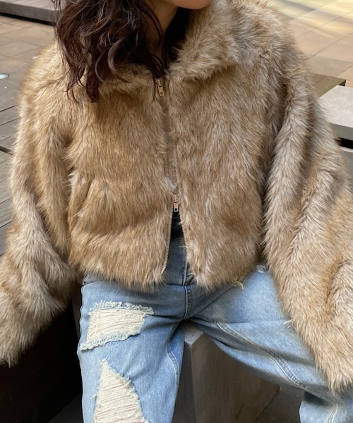 セール】ショート丈フェイクファージャケット（その他アウター