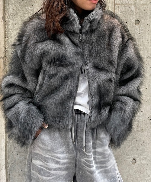 ショート丈　ファージャケット ショート丈フェイクファージャケット（その他アウター）｜ROGER AND