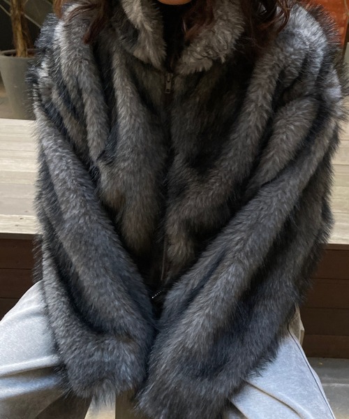 ファージャケット ユーロ古着 短丈 ショート丈フェイクファージャケット（その他アウター）｜ROGER AND