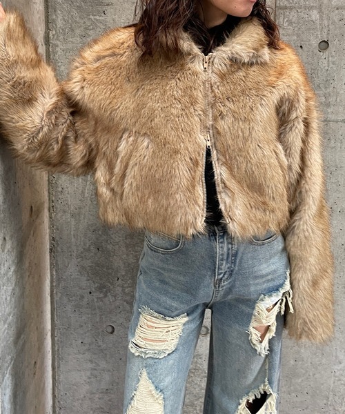 ROGER AND RAW(ロジャーアンドロウ)の「ショート丈フェイクファージャケット(その他アウター・レディース・ブラック/ベージュ/モカ/ホワイト系その他・FREE)」の12枚目の写真
