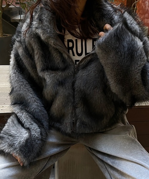 セール】ショート丈フェイクファージャケット（その他アウター