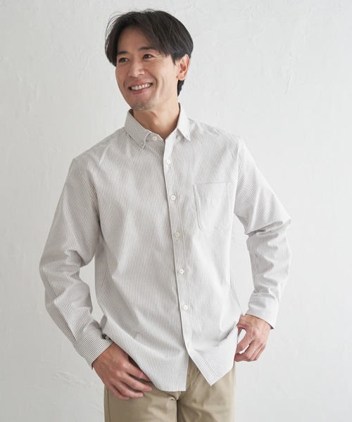 ikka（イッカ）の「イージーケアソフトOXスイスカラーボタンダウンシャツ（シャツ/ブラウス・メンズ・ホワイト/ベージュ/ネイビー/グレー/グリーン/チャコール・S/M/L/XL）」の4枚目の写真