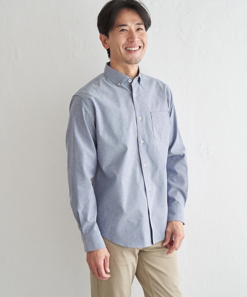 ikka（イッカ）の「イージーケアソフトOXスイスカラーボタンダウンシャツ（シャツ/ブラウス・メンズ・ホワイト/ベージュ/ネイビー/グレー/グリーン/チャコール・S/M/L/XL）」の6枚目の写真