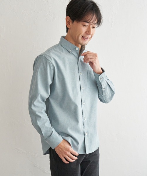 ikka（イッカ）の「イージーケアソフトOXスイスカラーボタンダウンシャツ（シャツ/ブラウス・メンズ・ホワイト/ベージュ/ネイビー/グレー/グリーン/チャコール・S/M/L/XL）」の5枚目の写真