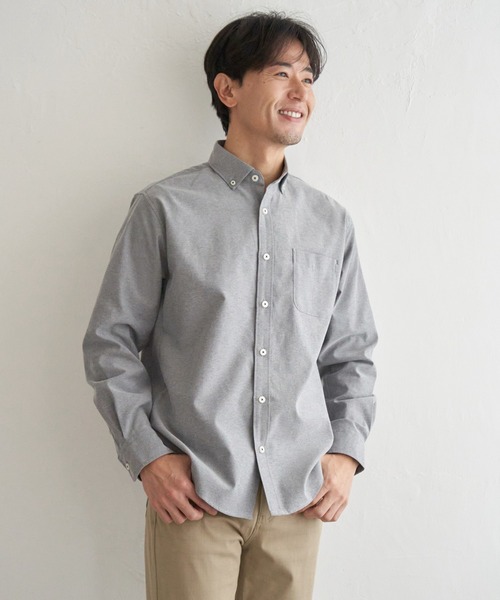 ikka（イッカ）の「イージーケアソフトOXスイスカラーボタンダウンシャツ（シャツ/ブラウス・メンズ・ホワイト/ベージュ/ネイビー/グレー/グリーン/チャコール・S/M/L/XL）」の3枚目の写真