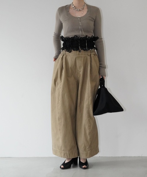 chuclla（チュクラ）の「レースワイドコルセットベルト cha26s010（ベルト・レディース・ホワイト/ブラック・FREE）」の4枚目の写真