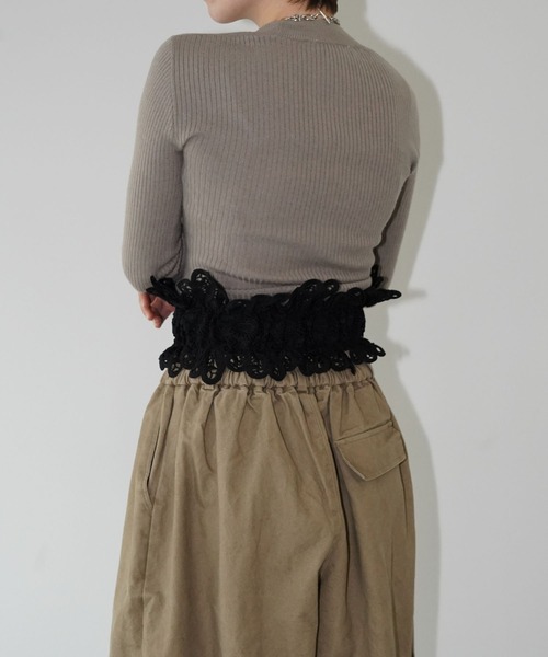 chuclla（チュクラ）の「レースワイドコルセットベルト cha26s010（ベルト・レディース・ホワイト/ブラック・FREE）」の7枚目の写真