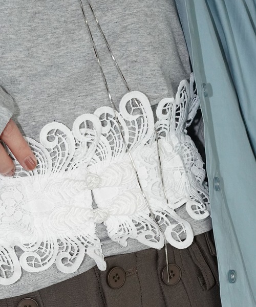 chuclla（チュクラ）の「レースワイドコルセットベルト cha26s010（ベルト・レディース・ホワイト/ブラック・FREE）」の12枚目の写真