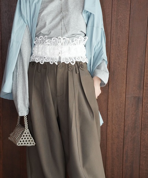 chuclla（チュクラ）の「レースワイドコルセットベルト cha26s010（ベルト・レディース・ホワイト/ブラック・FREE）」の14枚目の写真