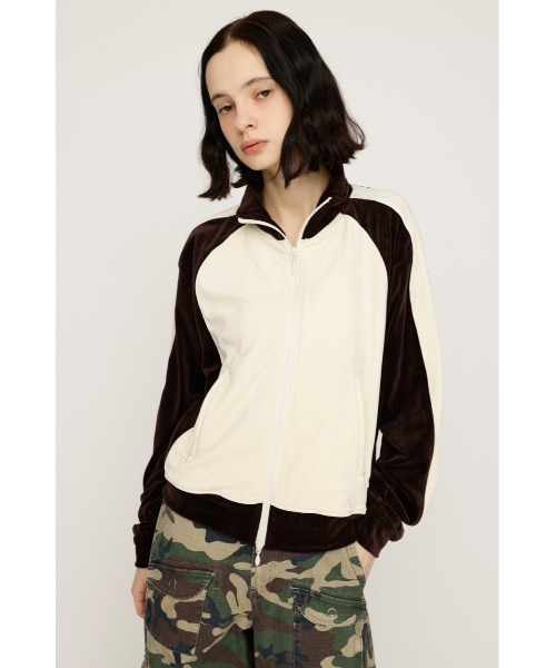 SLY(スライ)の「VELOUR TRACK JACKET ベロア トラックジャケット 春服(ブルゾン・レディース・ブラウン/ネイビー/カーキ・FREE)」の4枚目の写真