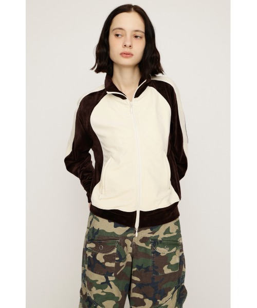 SLY(スライ)の「VELOUR TRACK JACKET ベロア トラックジャケット 春服(ブルゾン・レディース・ブラウン/ネイビー/カーキ・FREE)」の6枚目の写真
