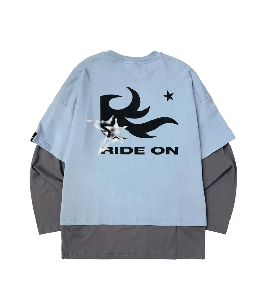 SSERPE(セルぺ)の「フレイムスター レイヤードロングスリーブTシャツ ライトブルー(Tシャツ/カットソー・レディース・その他・2/3)」の1枚目の写真