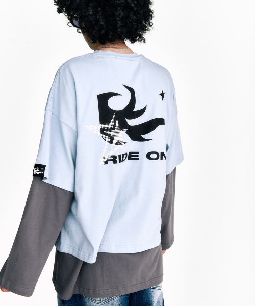 SSERPE(セルぺ)の「フレイムスター レイヤードロングスリーブTシャツ ライトブルー(Tシャツ/カットソー・レディース・その他・2/3)」の6枚目の写真