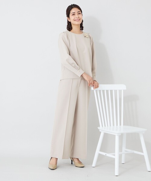 TO BE CHIC(トゥー ビー シック)の「デュアルストレッチ ワイドパンツ(その他パンツ・レディース・ダークネイビー/ベージュ/ブラック・40)」の12枚目の写真