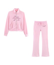 Bling Leads（ブリングリーズ）の「【Bls】【Bling Leads】ベロアショート丈　ラインストーン入セットアップ（ジャージ）」