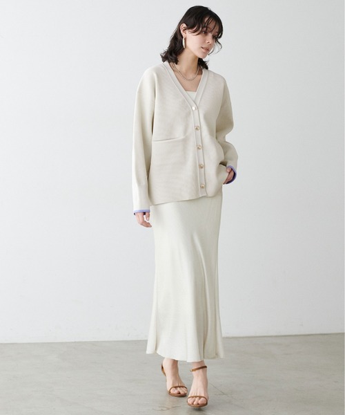 LARUTA（ラルータ）の「【LARUTA】配色ポリミドル金ボタンカーデ（カーディガン/ボレロ・レディース・ブラック/アイボリー/ピンク/ブラウン・FREE）」の9枚目の写真