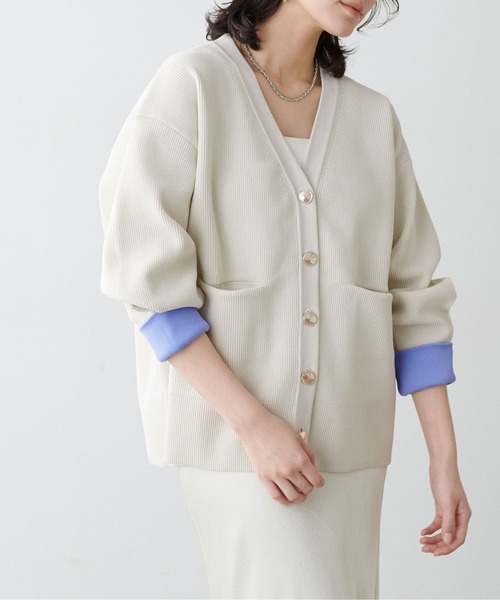LARUTA（ラルータ）の「【LARUTA】配色ポリミドル金ボタンカーデ（カーディガン/ボレロ・レディース・ブラック/アイボリー/ピンク/ブラウン・FREE）」の5枚目の写真