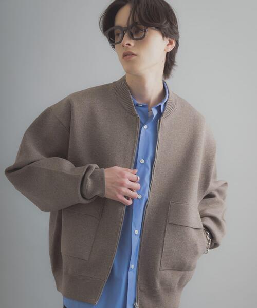 SENSE OF PLACE by URBAN RESEARCH（センスオブプレイスバイアーバンリサーチ）の「『洗濯可』ダブルポケットニットブルゾン（ブルゾン・メンズ・ブラック/ブラウン・MEDIUM/LARGE）」の11枚目の写真