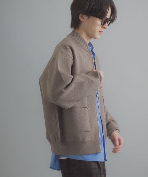 SENSE OF PLACE by URBAN RESEARCH（センスオブプレイスバイアーバンリサーチ）の「『洗濯可』ダブルポケットニットブルゾン（ブルゾン・メンズ・ブラック/ブラウン・MEDIUM/LARGE）」の9枚目の写真