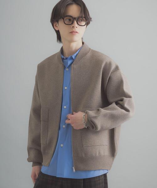 SENSE OF PLACE by URBAN RESEARCH（センスオブプレイスバイアーバンリサーチ）の「『洗濯可』ダブルポケットニットブルゾン（ブルゾン・メンズ・ブラック/ブラウン・MEDIUM/LARGE）」の8枚目の写真