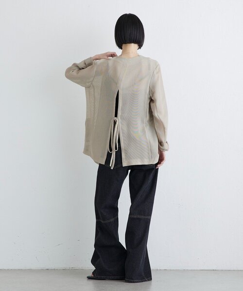 Lui's（ルイス）の「メッシュノーカラージャケット（テーラードジャケット・レディース・チャコールグレー/ブラック/ベージュ・FREE）」の6枚目の写真