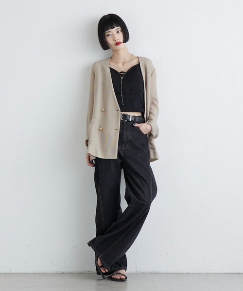 Lui's（ルイス）の「メッシュノーカラージャケット（テーラードジャケット・レディース・チャコールグレー/ブラック/ベージュ・FREE）」の22枚目の写真