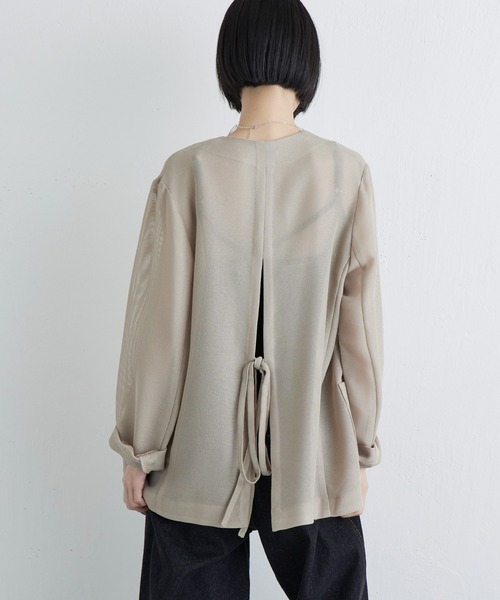 Lui's（ルイス）の「メッシュノーカラージャケット（テーラードジャケット・レディース・チャコールグレー/ブラック/ベージュ・FREE）」の19枚目の写真