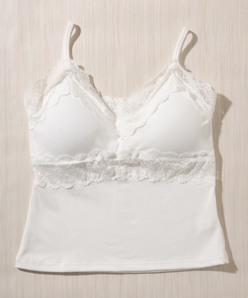 Lace Ladies(レースレディース)の「ソリッドカラー 配レース Vネック カップ付き キャミソール(キャミソール・レディース・ブラック/ホワイト・FREE)」の11枚目の写真