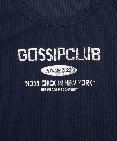 GOSSIP CLUB(ゴシップクラブ)の「ロゴプリントリブセットアップ(セットアップ・レディース・イエロー/ネイビー・FREE)」の5枚目の写真