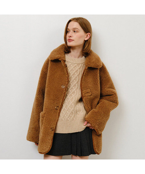 Reversible Shearling Mustang Jacket - Brown