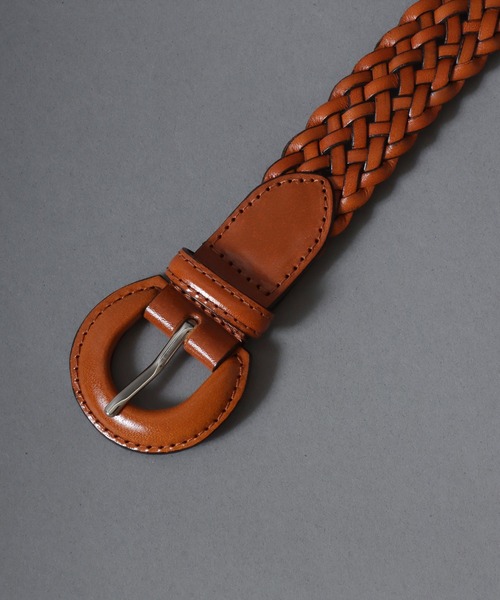 SOMETHING（サムシング）の「SOMETHING/サムシング 30mm 本革 くるみバックル メッシュレザーベルト（ベルト・レディース・ネイビー/ブラック/グリーン/ダークブラウン/ブラウン/キャメル・FREE）」の10枚目の写真