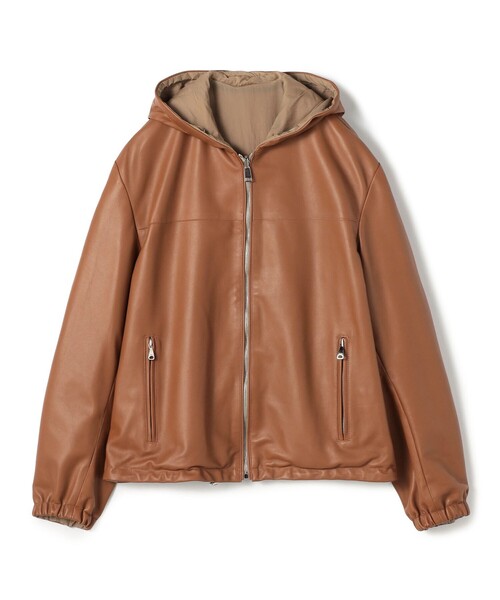 TOMORROWLAND （トゥモローランド）の「【別注】EMMETI LUCA ラムレザー リバーシブルフーデッドブルゾン（ブルゾン・メンズ・ブルー系その他/ブラウン系その他・M/S）」の2枚目の写真