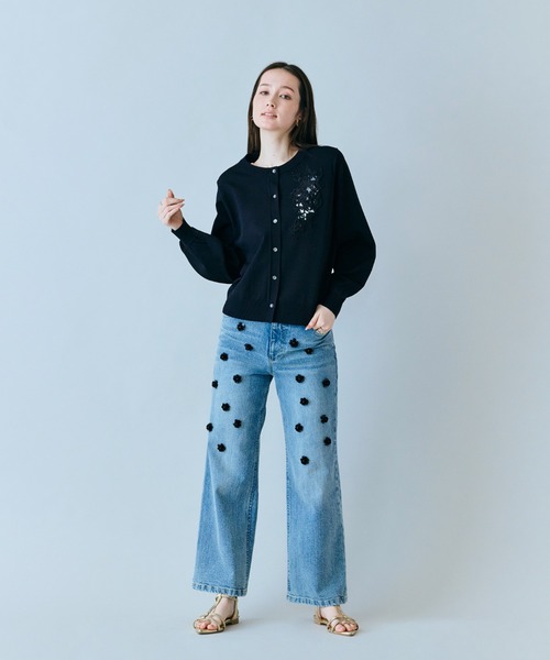Audie a Muses(オーディアミューズ)の「フラワーレースはめ込みニットカーディガン(カーディガン/ボレロ・レディース・ブラック/ピンク/オフホワイト・38/42)」の18枚目の写真