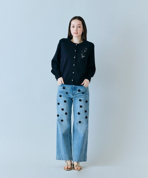 Audie a Muses(オーディアミューズ)の「フラワーレースはめ込みニットカーディガン(カーディガン/ボレロ・レディース・ブラック/ピンク/オフホワイト・38/42)」の19枚目の写真