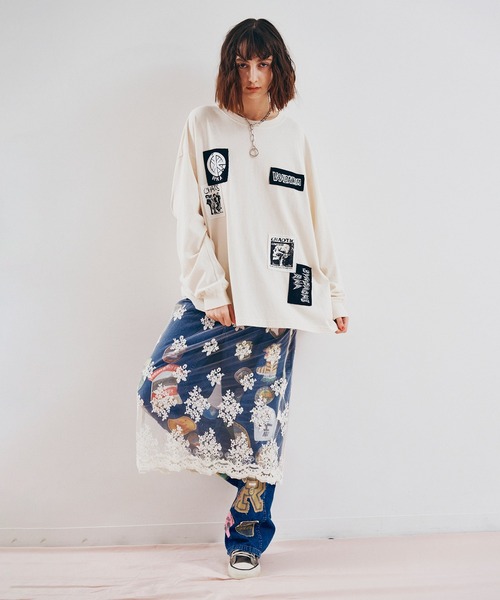 RNA（アールエヌエー）の「M2631 プリントパッチロンＴ（Tシャツ/カットソー・レディース・ブラック/ホワイト・MEDIUM）」の20枚目の写真