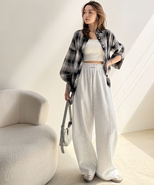 mily bilet(ミウィビレット)の「《予約受付中》【mily bilet】ラフなのに上品見え!ウエストレースがアクセントの主役級カーブスウェットパンツ(スウェットパンツ・レディース・杢グレー/ブラック/オートミール・LARGE/MEDIUM/SMALL/X-LARGE)」の20枚目の写真