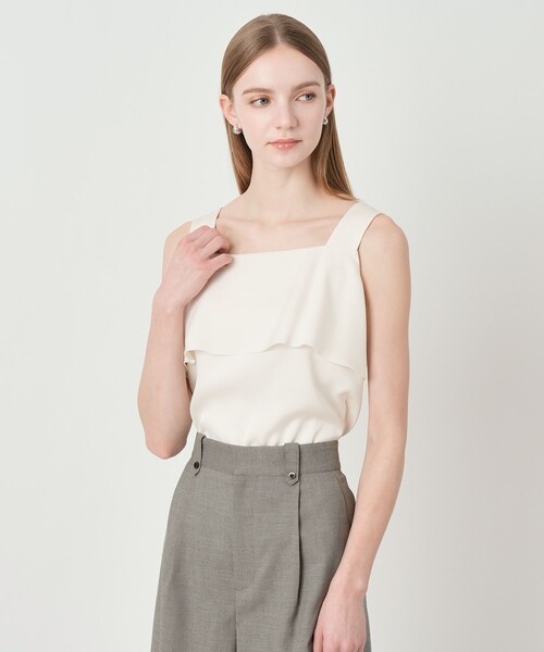 ANAYI（アナイ）の「【セットアップ対応商品】ストレッチダブルサテンキャミソール（シャツ/ブラウス・レディース・サックスブルー/ホワイト/ネイビー・38/36）」の4枚目の写真