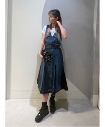 Desigual | バイカラー切り替え ベルト付き デニムノースリーブワンピース 2026年春夏 新作(ワンピース)