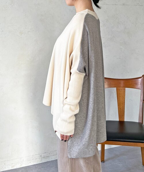 un dix cors（アンディコール）の「ドルマンスリーブ配色ニットプルオーバー（ニット/セーター・レディース・ブルー/オフホワイト/ブラック・FREE）」の11枚目の写真