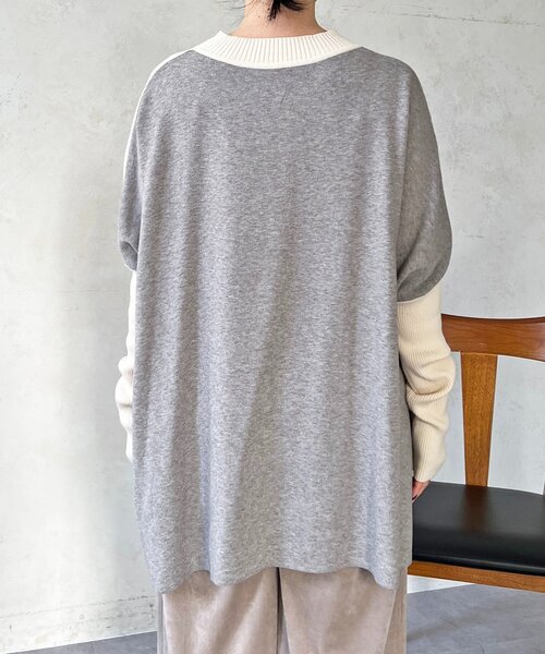 un dix cors（アンディコール）の「ドルマンスリーブ配色ニットプルオーバー（ニット/セーター・レディース・ブルー/オフホワイト/ブラック・FREE）」の12枚目の写真