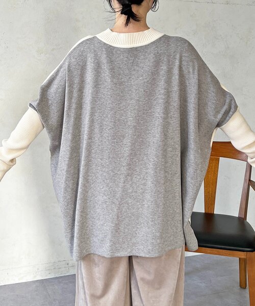 un dix cors（アンディコール）の「ドルマンスリーブ配色ニットプルオーバー（ニット/セーター・レディース・ブルー/オフホワイト/ブラック・FREE）」の13枚目の写真