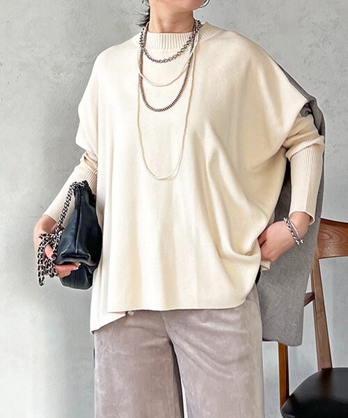 un dix cors（アンディコール）の「ドルマンスリーブ配色ニットプルオーバー（ニット/セーター・レディース・ブルー/オフホワイト/ブラック・FREE）」の16枚目の写真