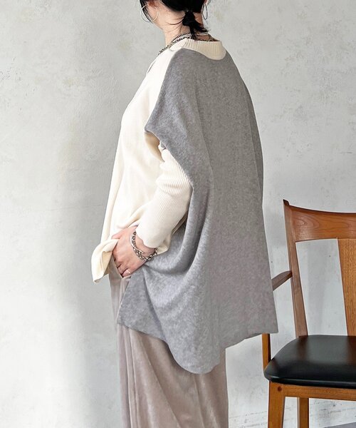 un dix cors（アンディコール）の「ドルマンスリーブ配色ニットプルオーバー（ニット/セーター・レディース・ブルー/オフホワイト/ブラック・FREE）」の18枚目の写真