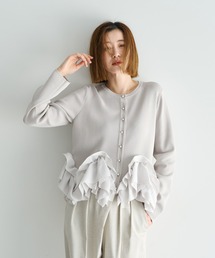 YECCA VECCA | パール釦ラッフルカーディガン(カーディガン/ボレロ)